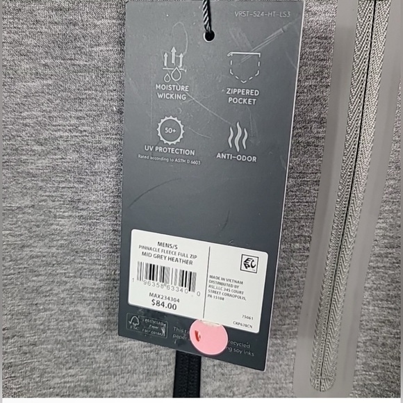 NEW VRST Men’s Pinnacle Full Zip Gray Jacket Sz S Retail $84 NWT - Picture 3 of 5